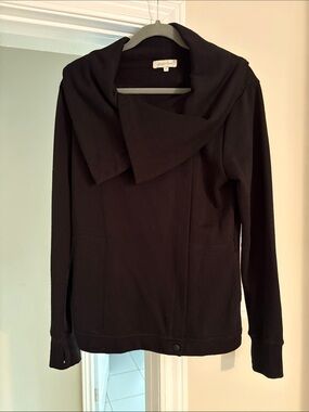 Grace and Lace Black Asymmetrical Collar Sweater